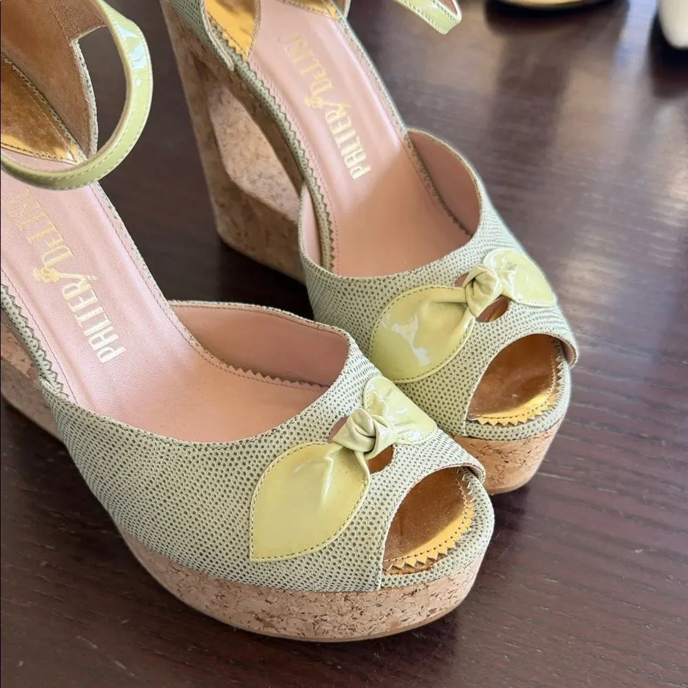 Valentino Cream and Tan Wedge Sandals